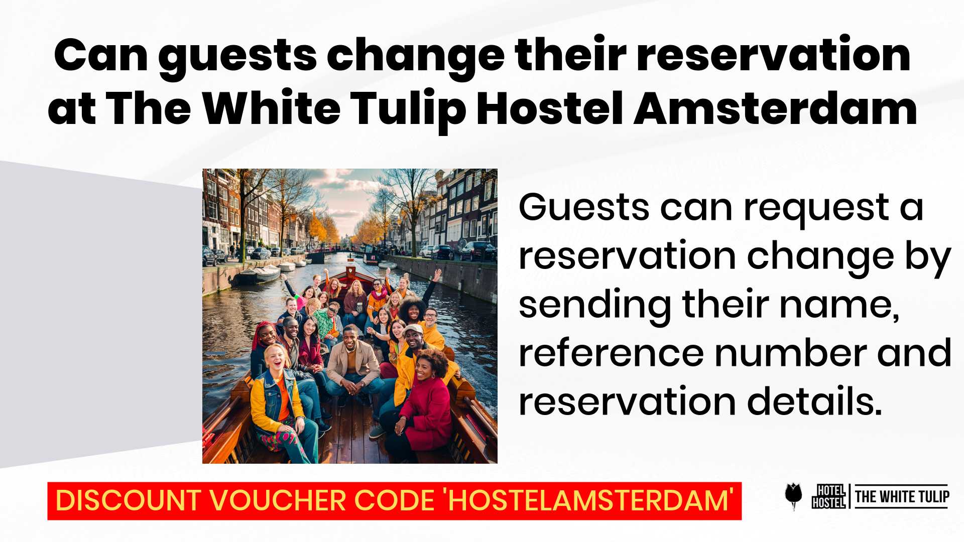 Can guests change their reservation at The White Tulip Hostel Amsterdam
